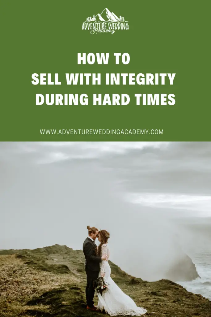 how to sell with integrity in a crisis pinterest graphic